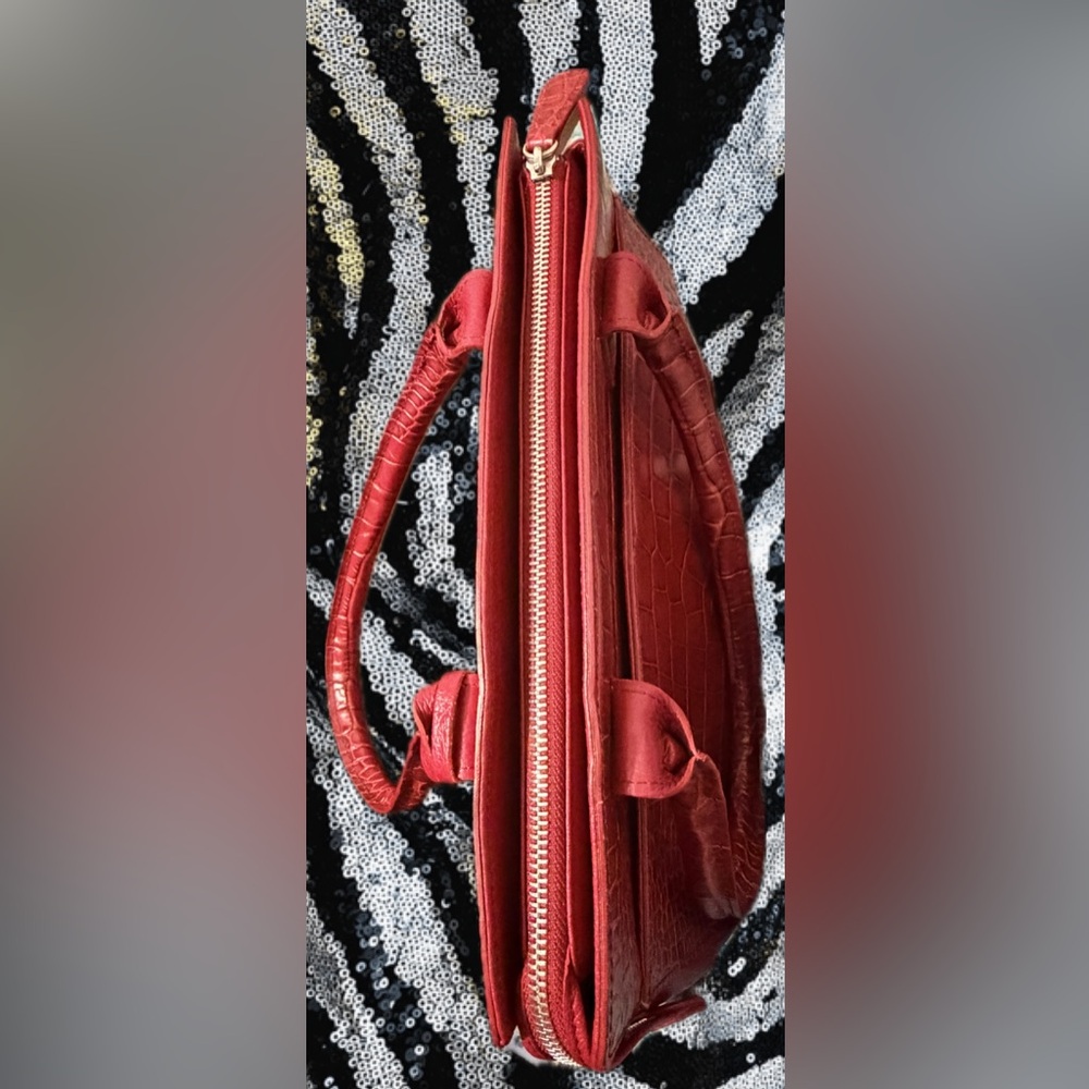Brighton Frances Bag Wallet Dust Bag Box Croc Embossed Leather Rare Masterpiece - Picture 8 of 17